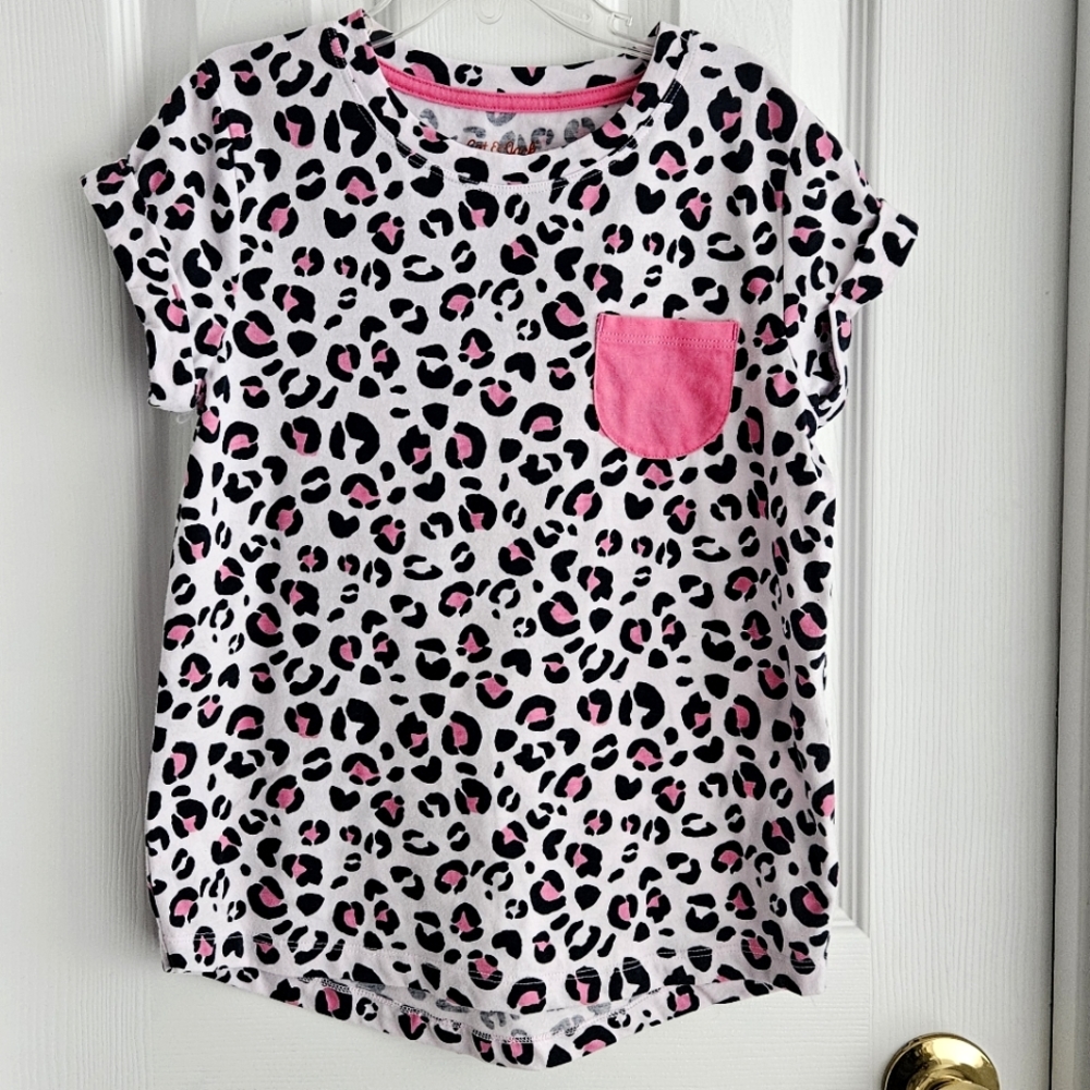 Light Pink Leopard Print Top Girls Medium